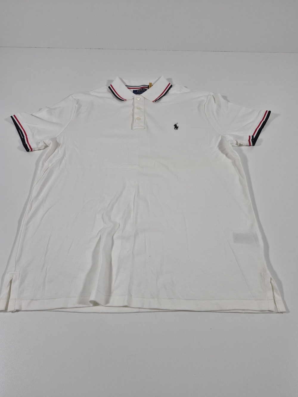 Polo Ralph Lauren Polo Shirt Mens L White Custom Slim Fit Tipped Pony Logo